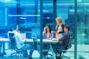 Startup Business Team At A Meeting at modern office building